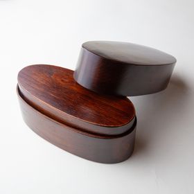 Rubbing Lacquer Hollowed Zelkova Oval Stacking Bento Lunch BoxRubbing Lacquer Hollowed Zelkova Oval Stacking Bento Lunch Box
